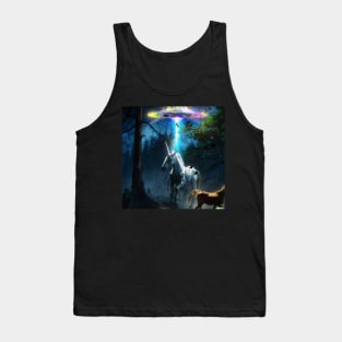 UFO abducting unicorn Tank Top